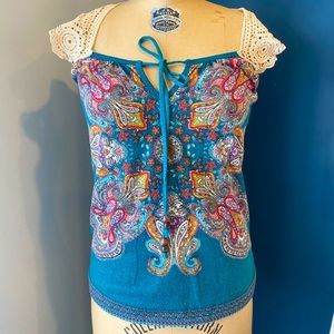 Crochet and paisley top